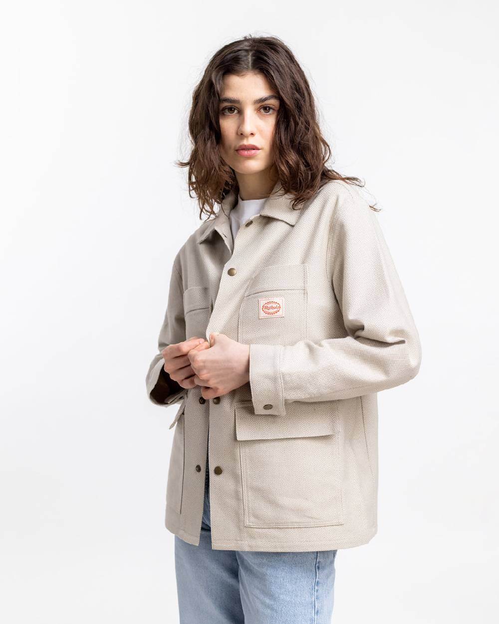Rotholz Leichte Jacke aus Bio Canvas Beige Kariert Online