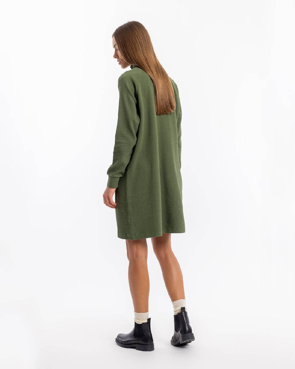 Rotholz Half Zip Sweat Kleid Bio Baumwolle - Grün Verkauf