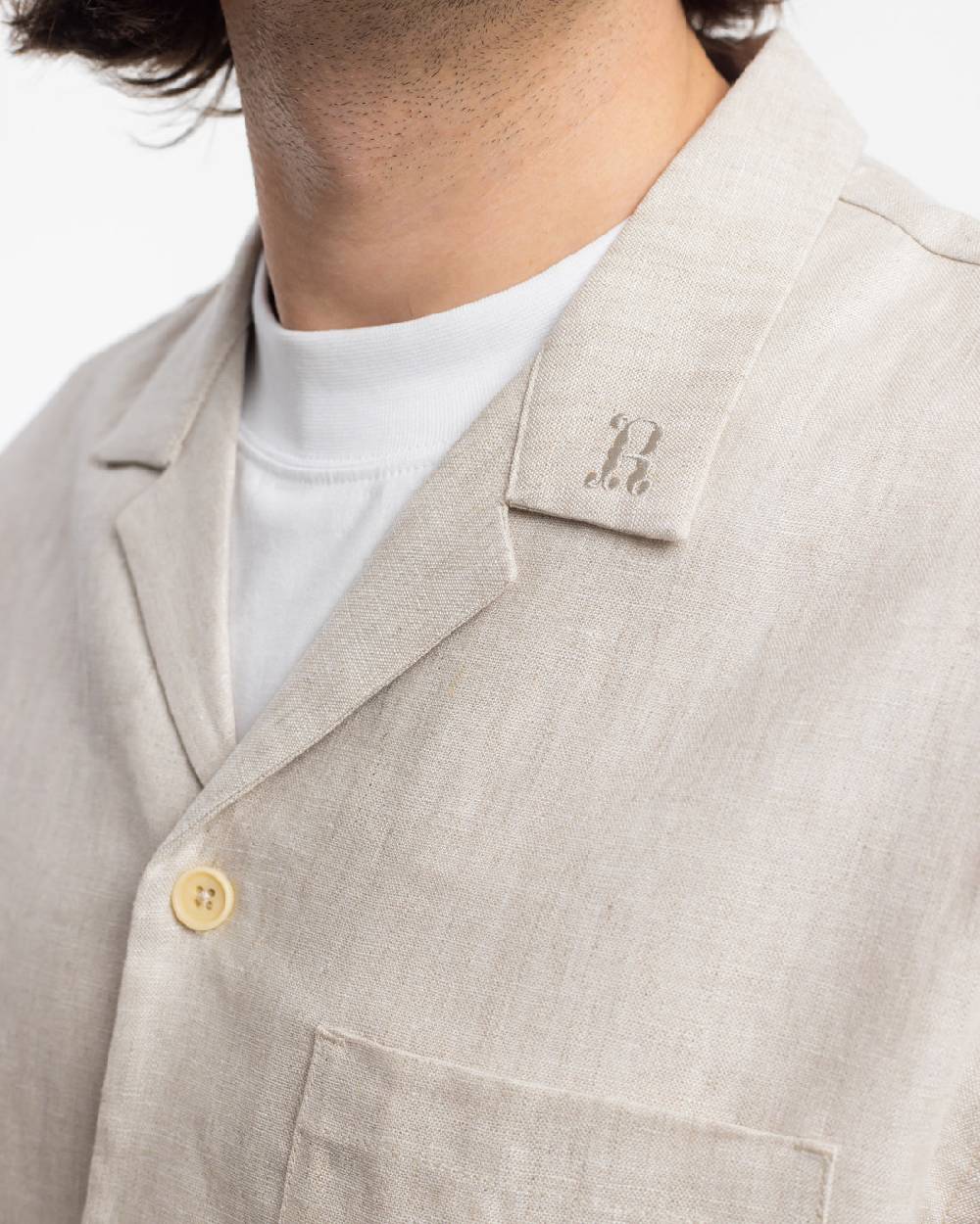 Rotholz Bowling Shirt Leinen Mix - Weiß Fabrikpreis