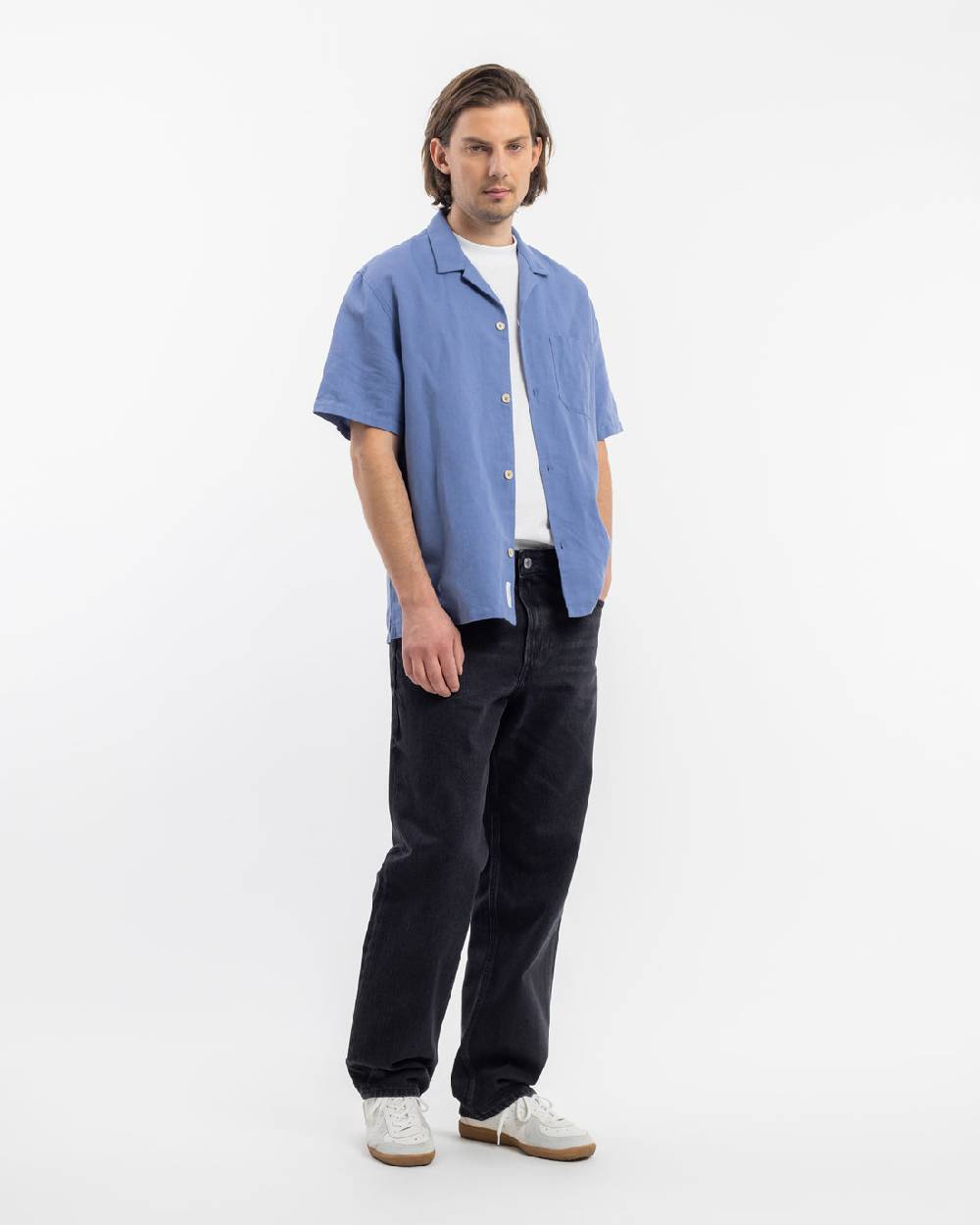 Rotholz Bowling Shirt Leinen Mix - Hellblau Rabatt