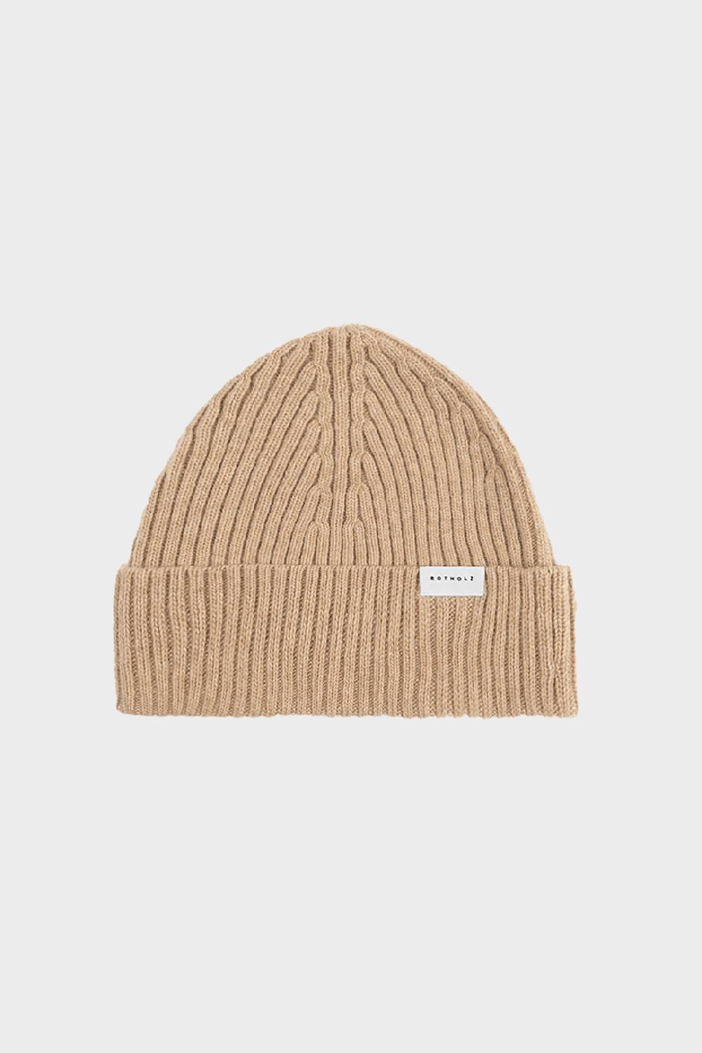 Rotholz Klassische Mütze Wollmix Ripp - Beige Black Friday