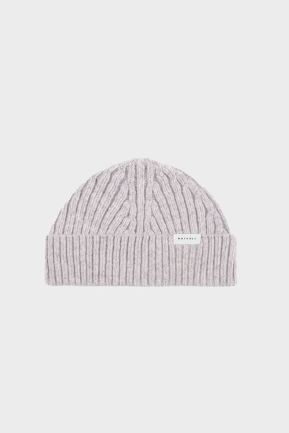 Rotholz Kurze Mütze Wollmix Ripp - Grau Osterangebot