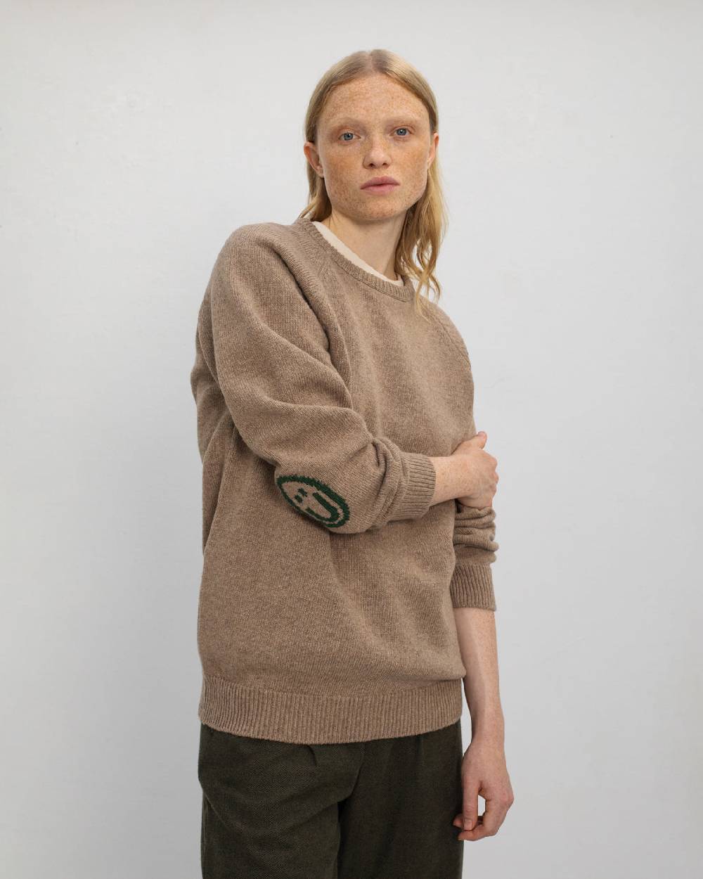 Rotholz Smiley Strickpullover Recycelte Wolle - Beige Jubiläumsangebot