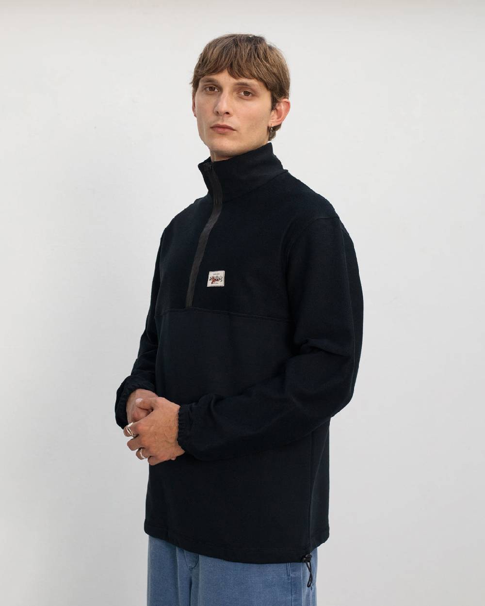 Rotholz Divided Sweatshirt Bio Baumwolle - Schwarz Zeitlich begrenztes Angebot