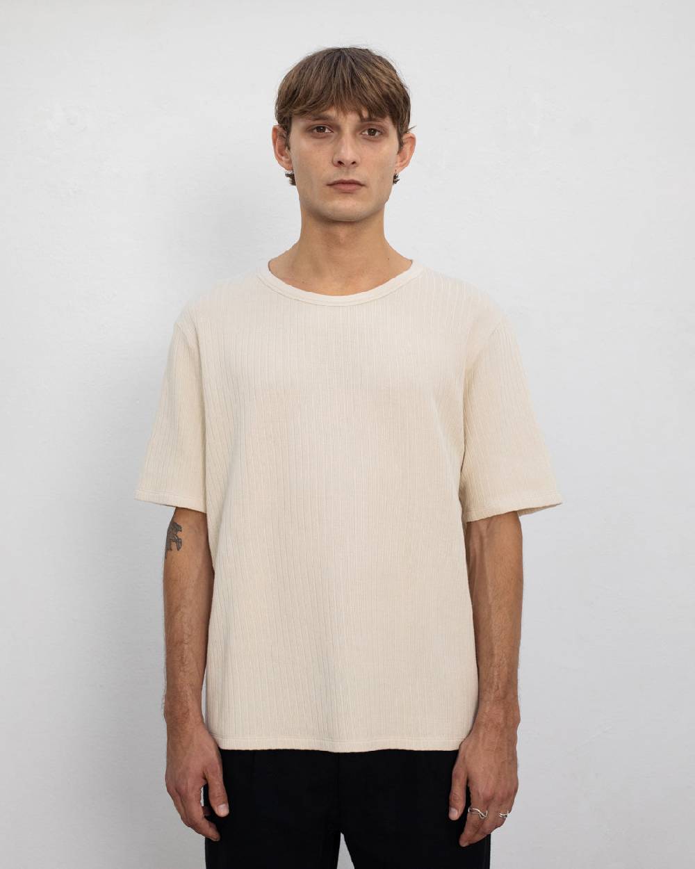 Rotholz Schweres Geripptes T-Shirt Bio Baumwolle - Sand Neuheiten