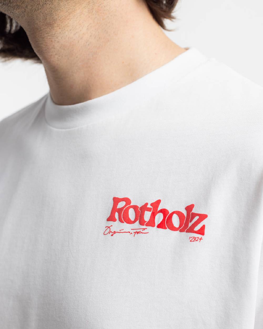 Rotholz Retro Logo T-Shirt Bio Baumwolle - Weiß Räumungsverkauf