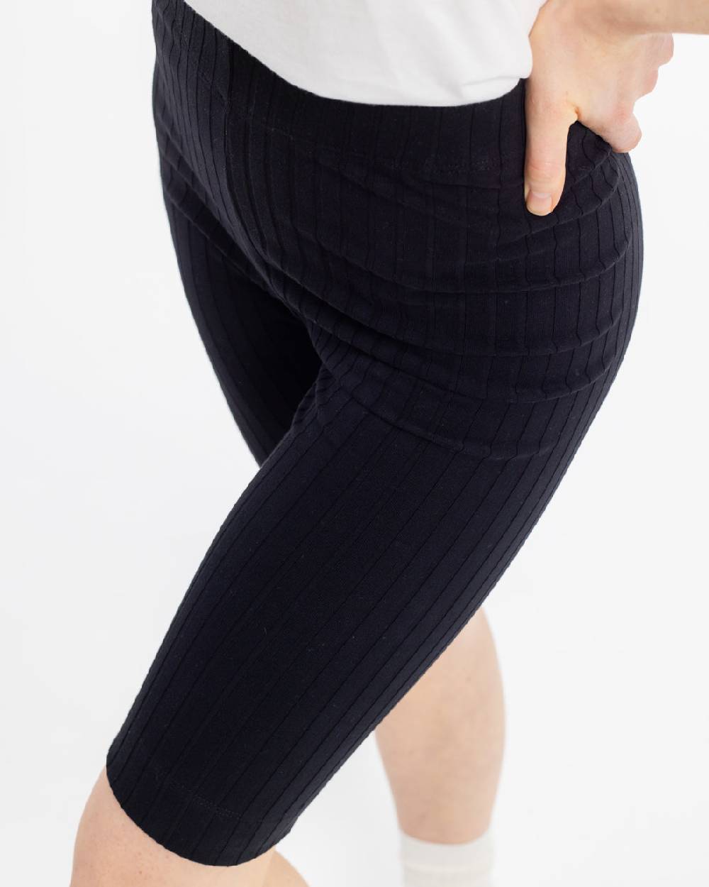 Rotholz Gerippte Biker Shorts Bio Baumwolle - Schwarz VIP-Rabatte