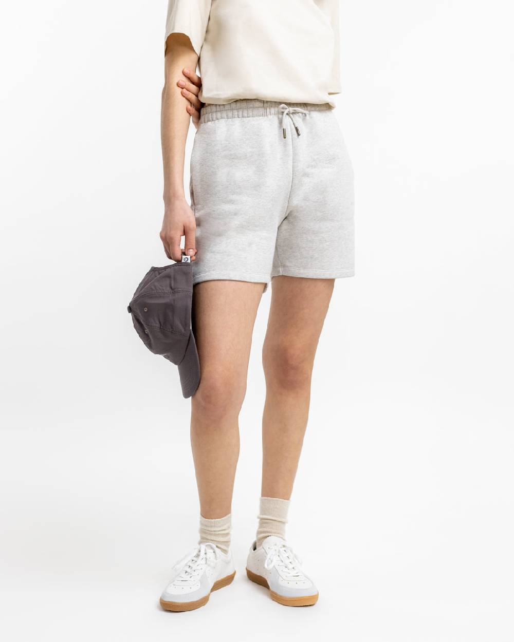 Rotholz Logo Sweatshorts aus Bio-Baumwolle Grau Kostenlose Rückgabe