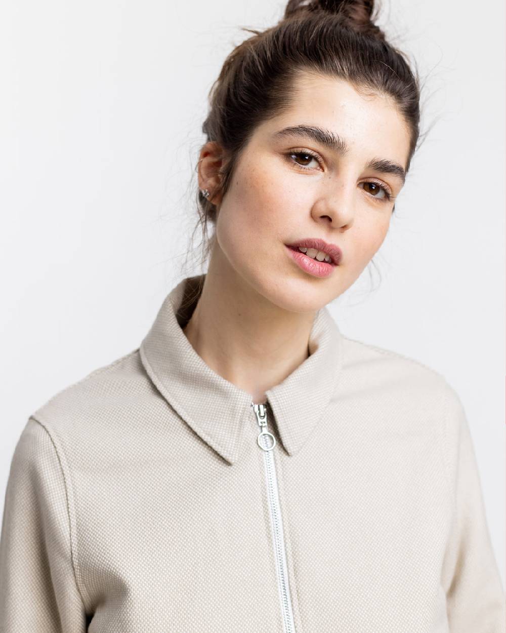 Rotholz Kurze Jacke aus Bio Canvas Beige Kariert Letzte 3 Tage