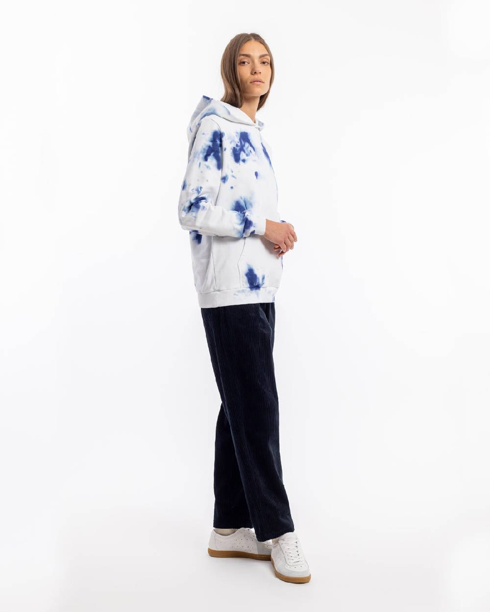 Rotholz Batik Hoodie Bio Baumwolle - Blau/Off-White Bis zu 65% Rabatt