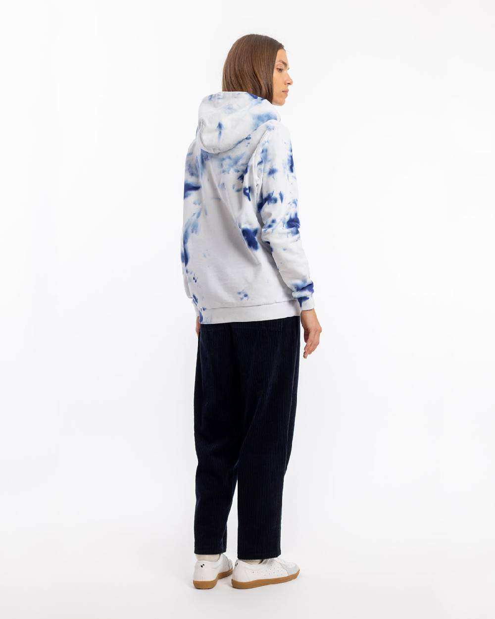 Rotholz Batik Hoodie Bio Baumwolle - Blau/Off-White Bis zu 65% Rabatt