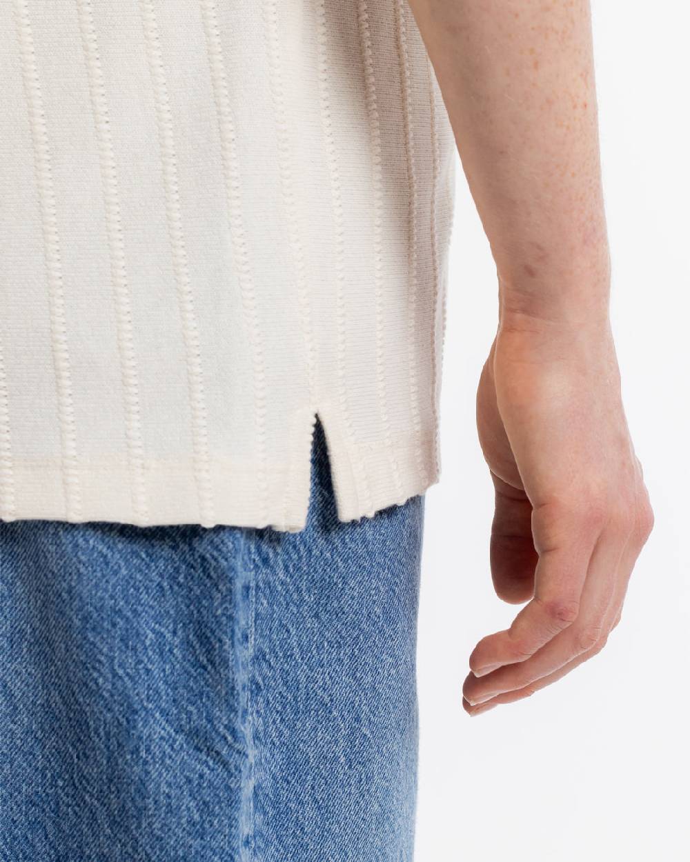 Rotholz Strick Bowling Shirt Bio Baumwolle - Creme Nur noch ein Tag übrig