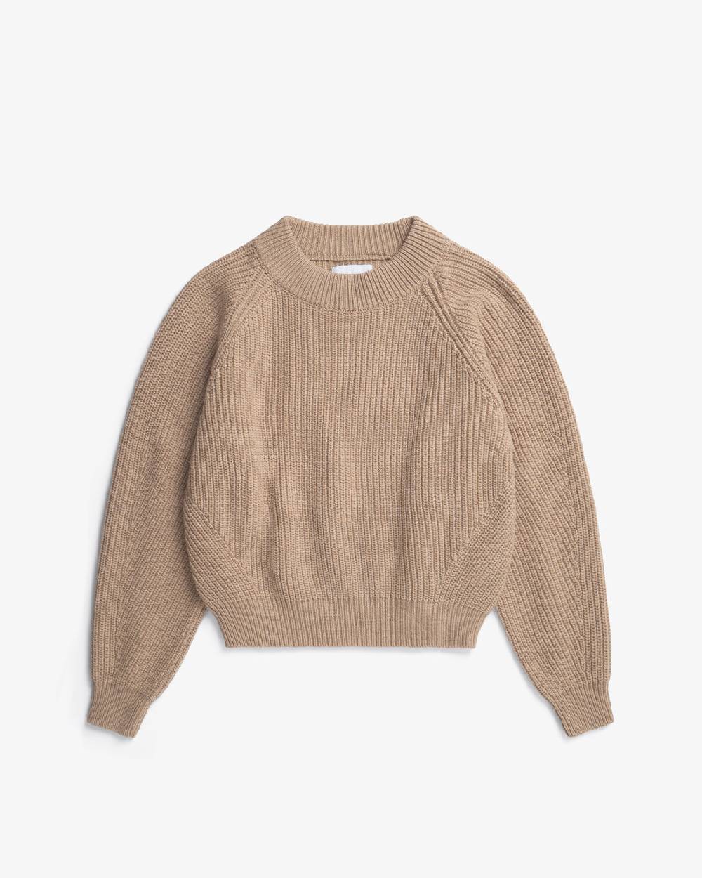 Rotholz Grober Strickpullover Wollmischung - Beige Kostenloser Versand international
