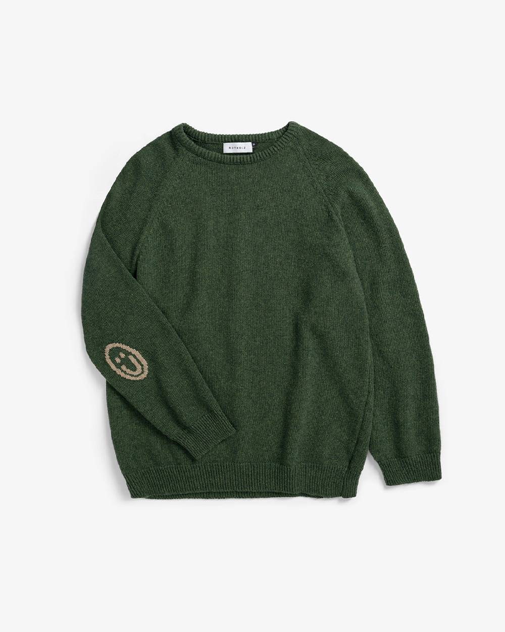 Rotholz Smiley Strickpullover Recycelte Wolle - Grün Fabrikverkauf