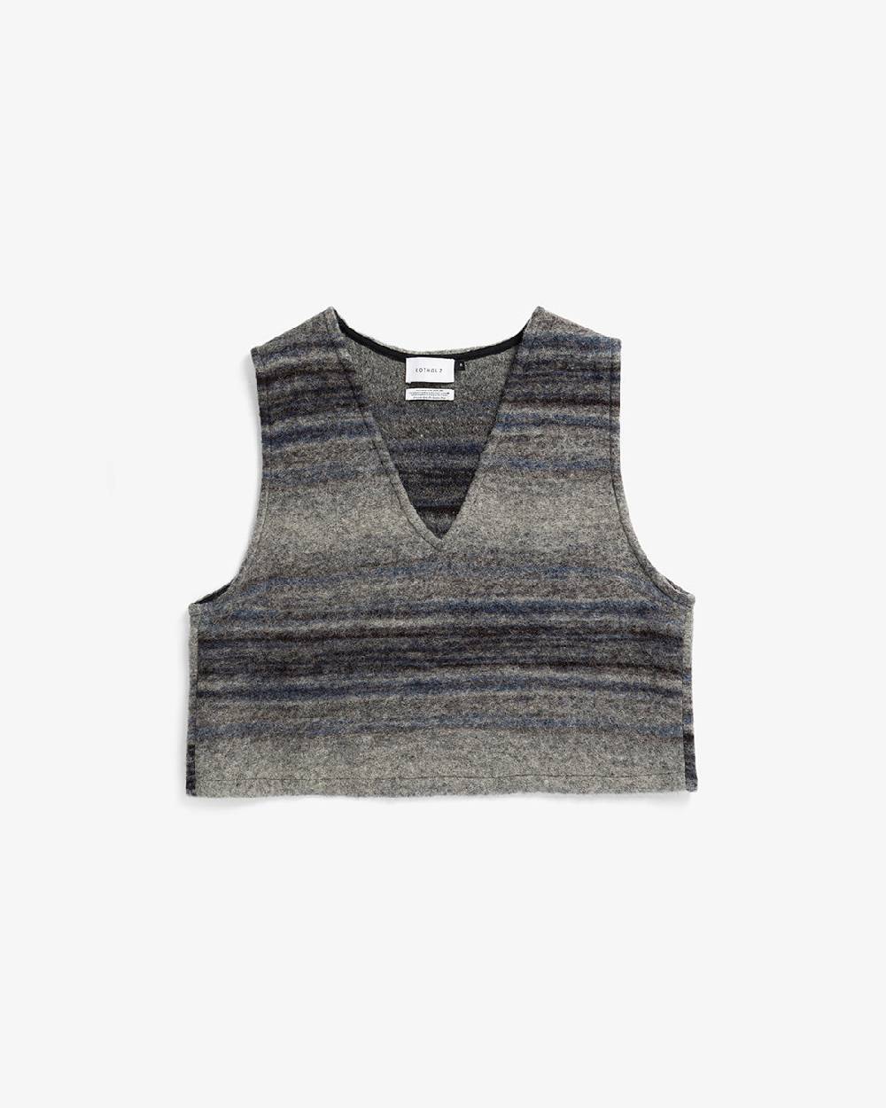 Rotholz Weste Bio Wollmischung - Grau Gestreift Kostenloser Versand