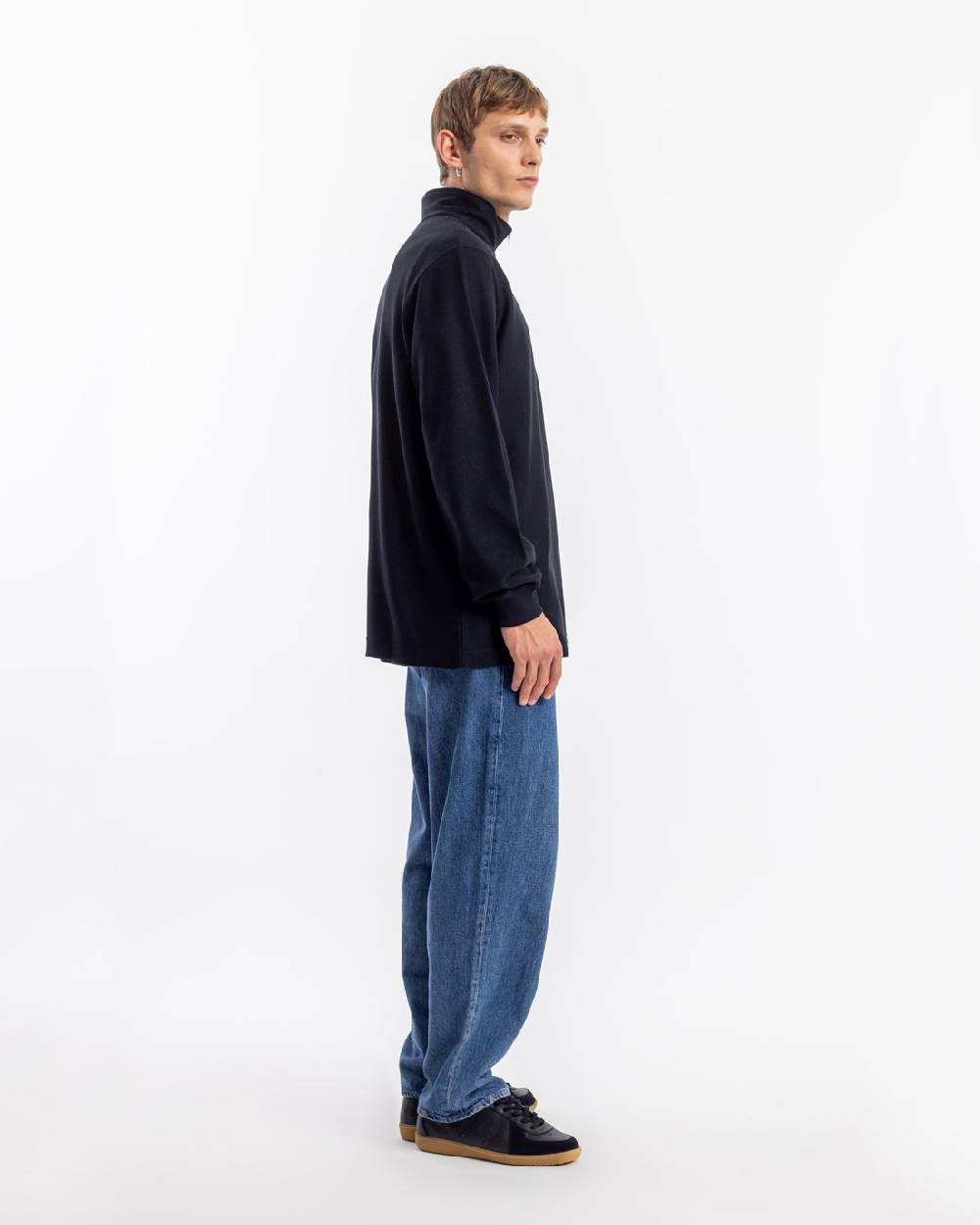 Rotholz Half Zip Sweatshirt Bio Baumwolle - Schwarz Rabatt