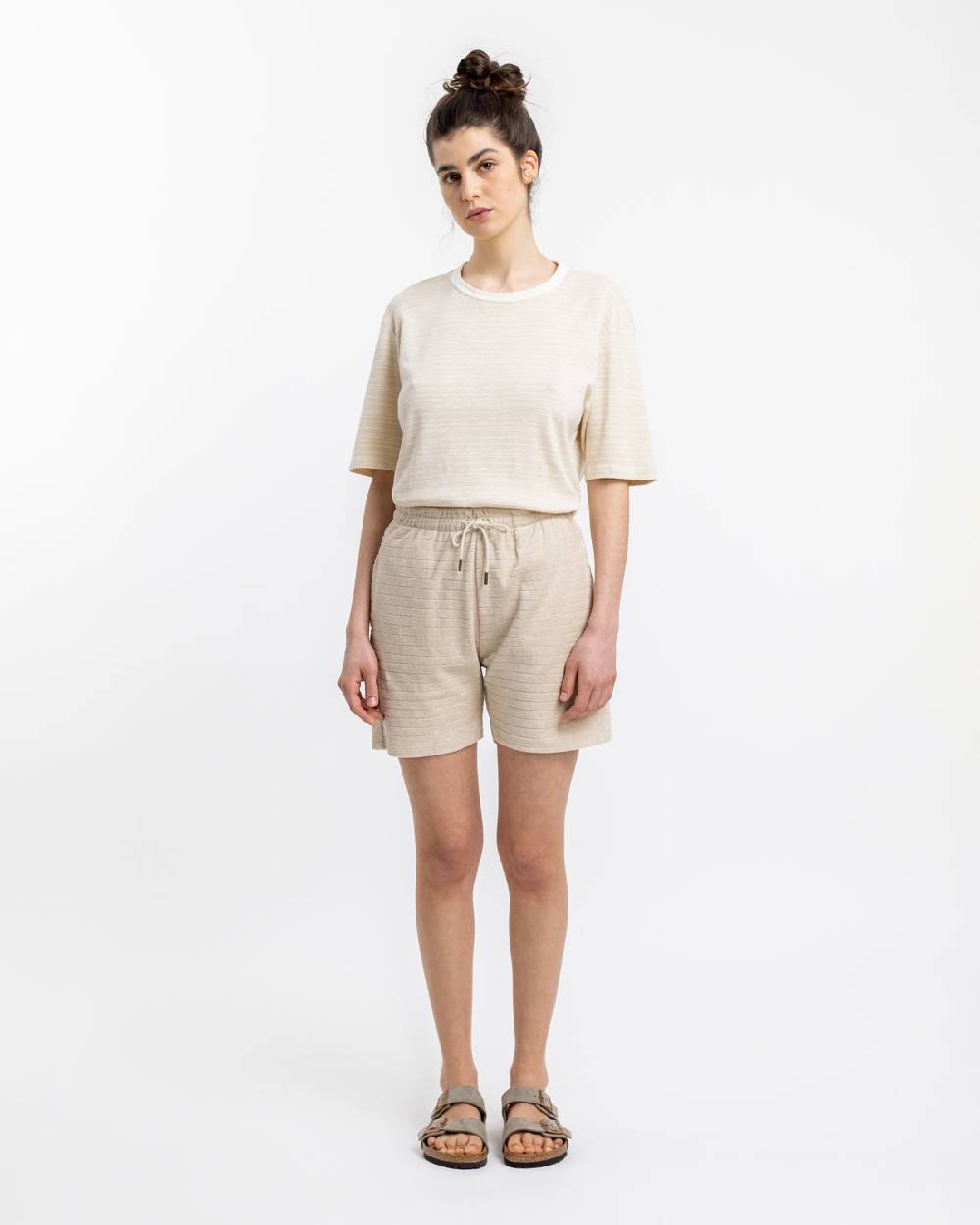 Rotholz Frottee Shorts aus Bio-Baumwolle Creme Flash Sale