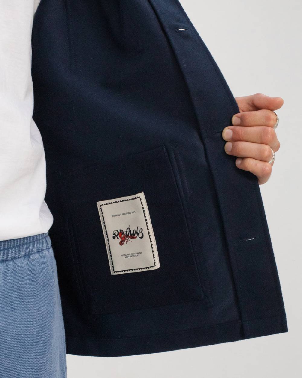 Rotholz Schwere Moleskin Jacke Bio Baumwolle - Blau Heißer Verkauf