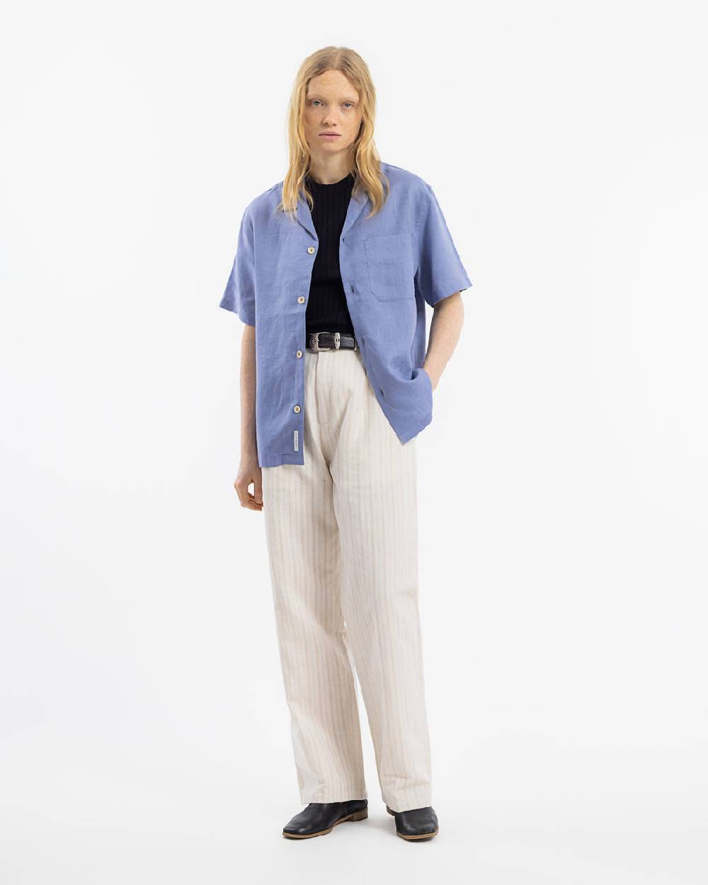 Rotholz Bowling Shirt Leinen Mix - Hellblau Neueste Mode