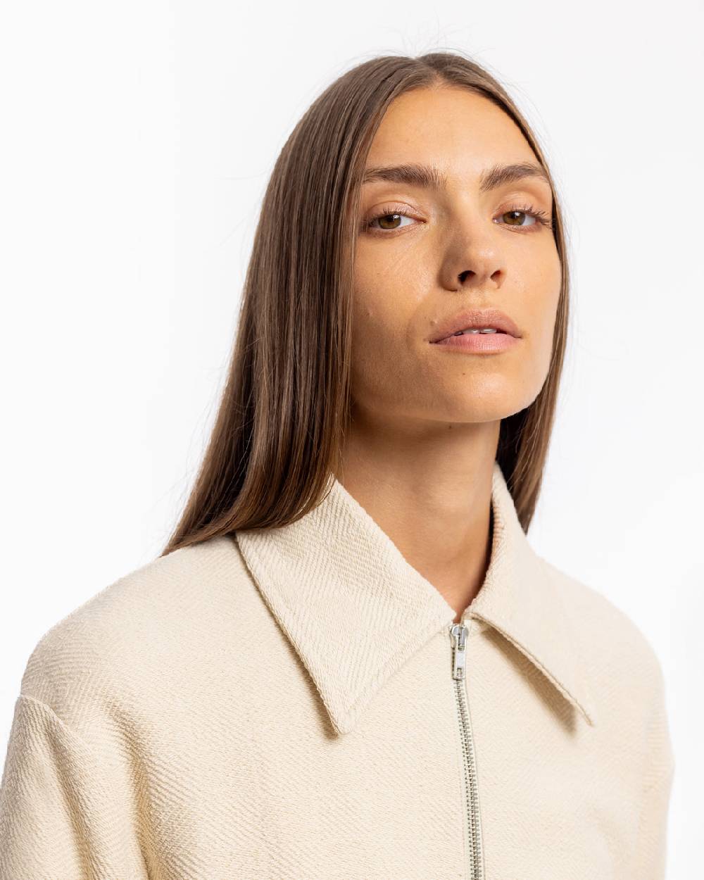 Rotholz Polo Zip Sweatshirt Bio Baumwolle - Creme Vierteljährliche Förderung