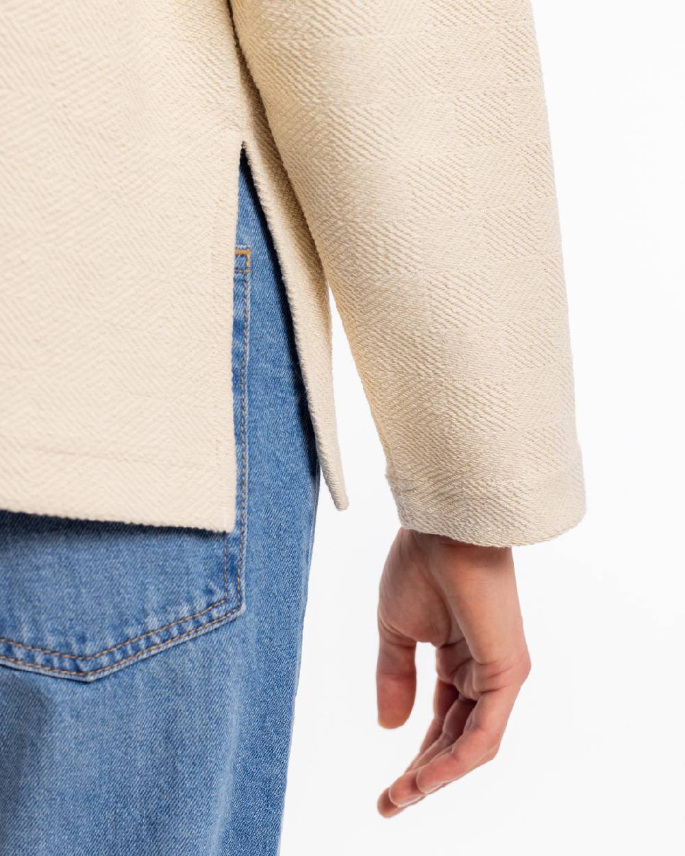Rotholz Polo Zip Sweatshirt Bio Baumwolle - Creme Vierteljährliche Förderung