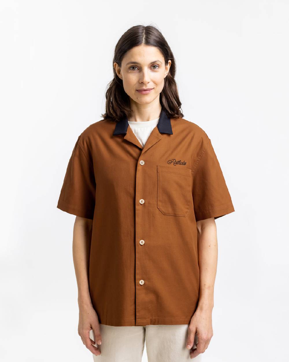Rotholz Bowling Hemd mit Kontrastkragen Terracotta Discount Store für neue Produkte