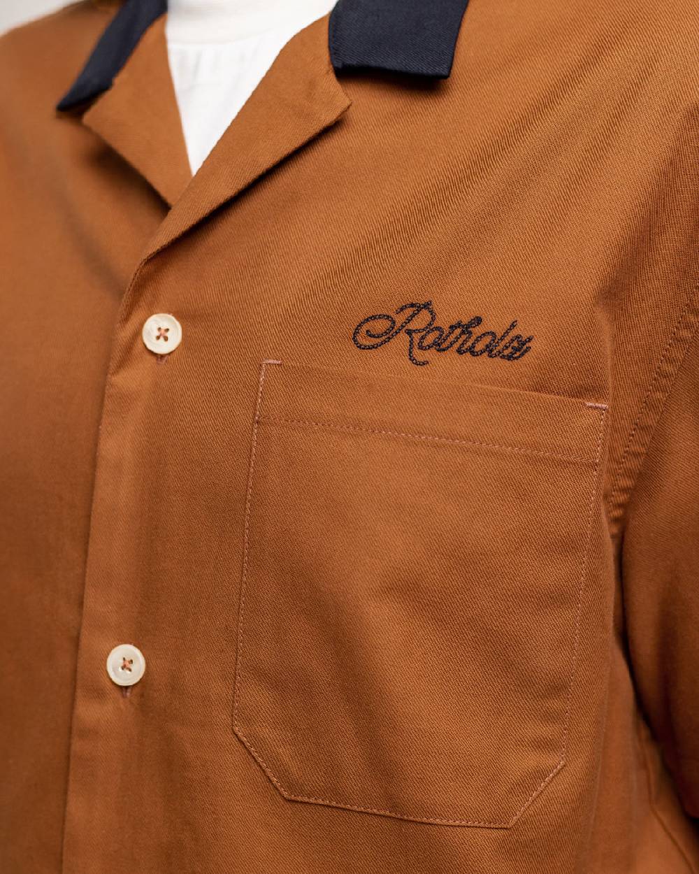 Rotholz Bowling Hemd mit Kontrastkragen Terracotta Discount Store für neue Produkte