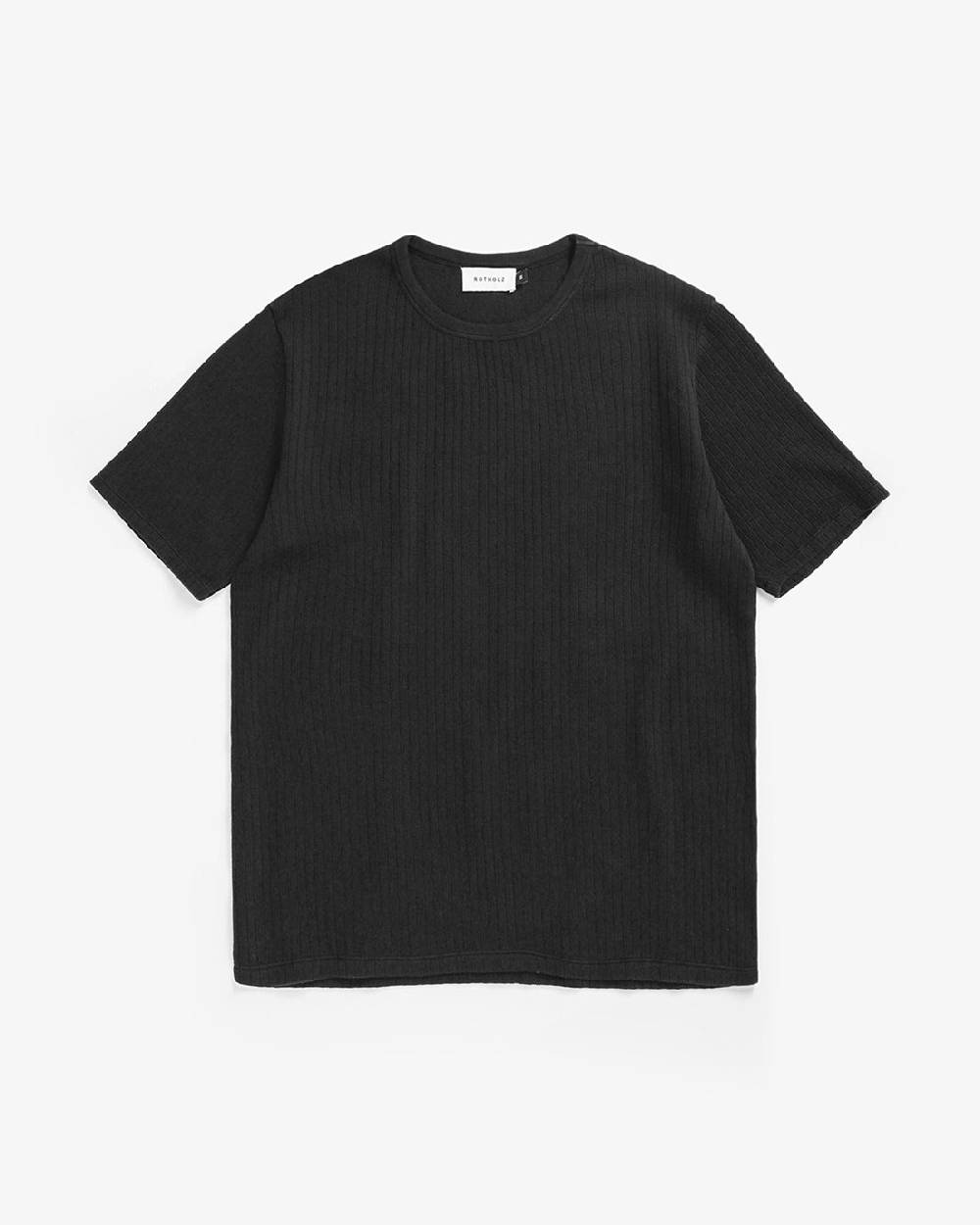 Rotholz Schweres Geripptes T-Shirt Bio Baumwolle - Schwarz Fabrik Onlineshop
