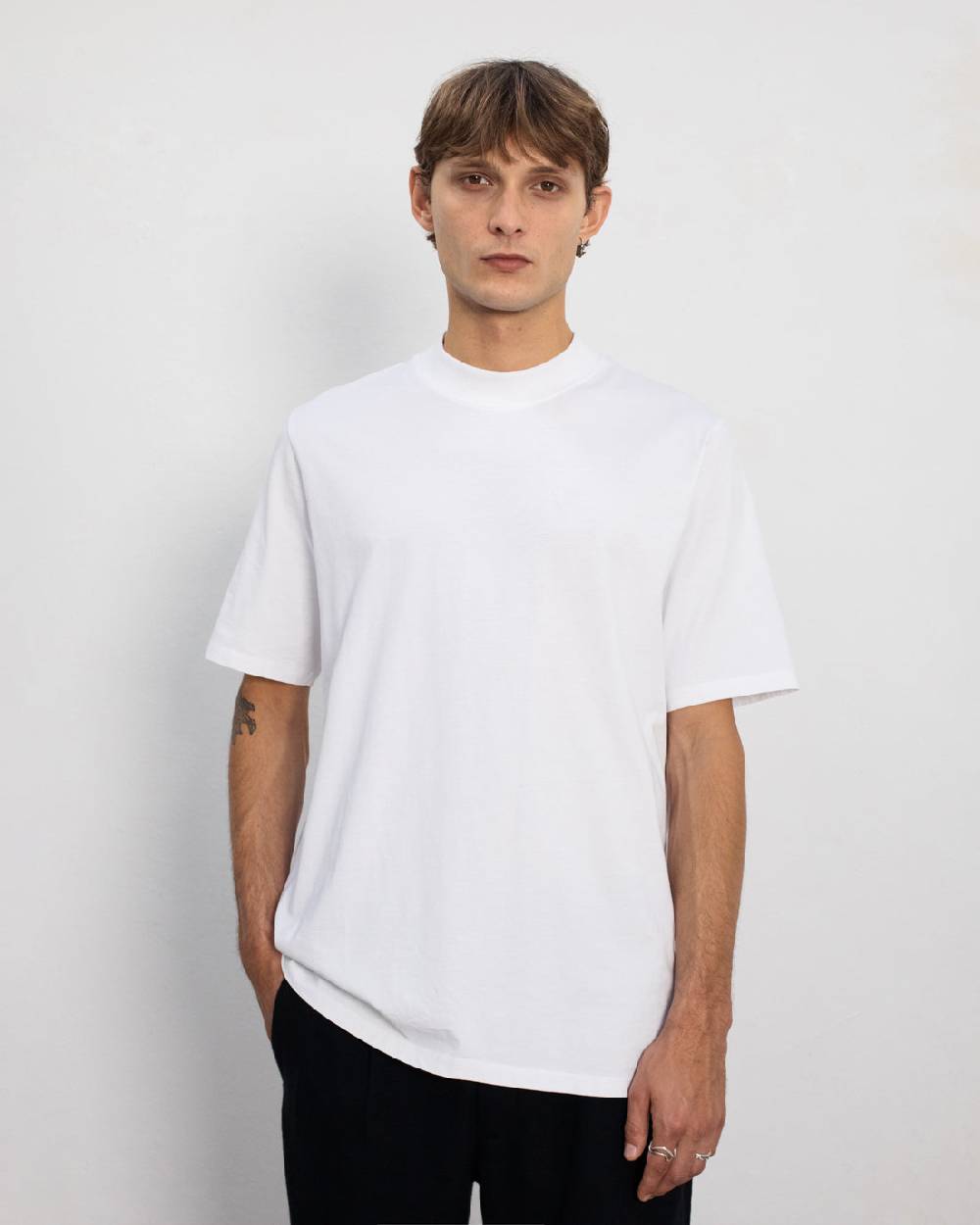 Rotholz Basic T-Shirt mit breitem Kragen Bio Baumwolle - Weiß Jubiläumsangebot