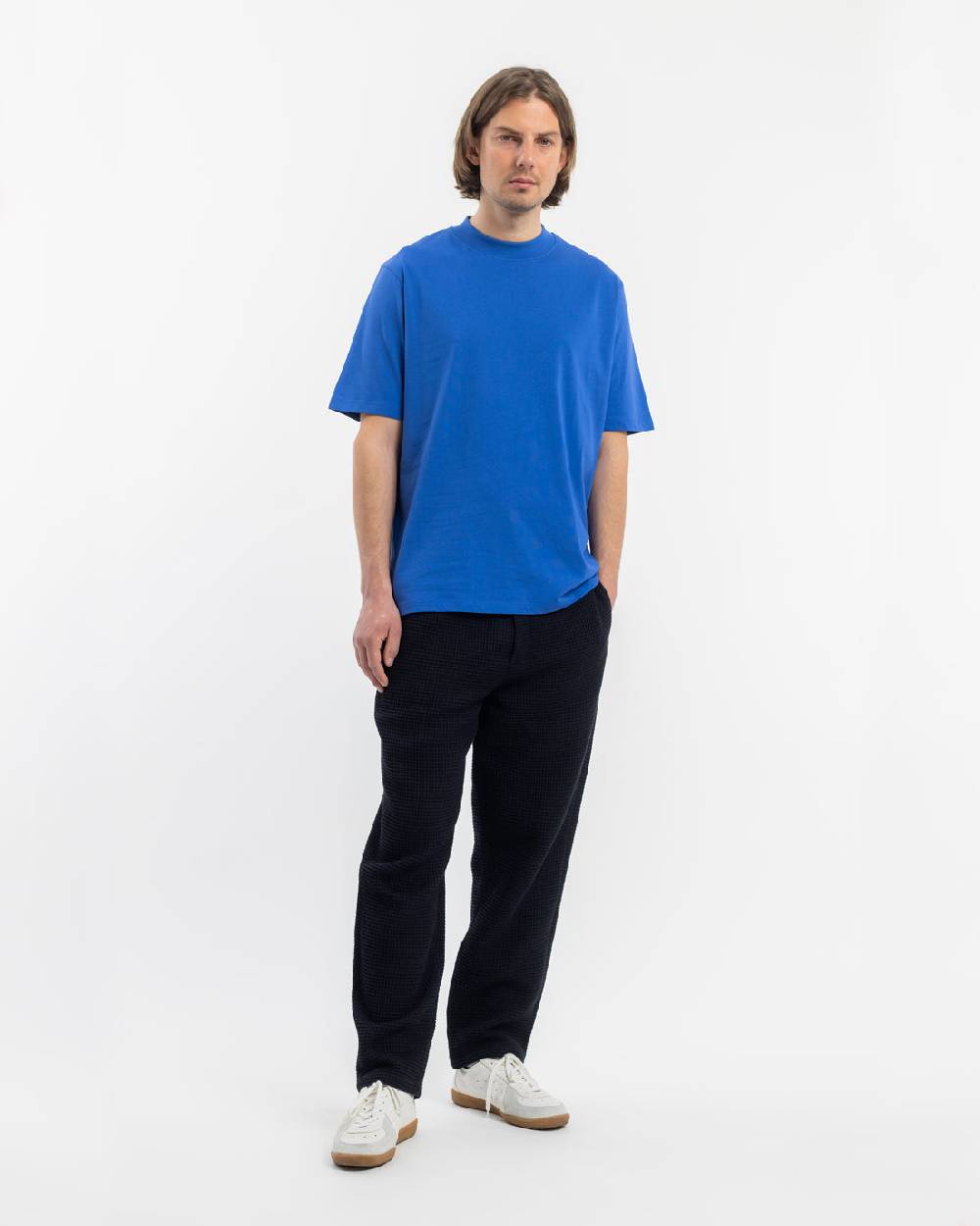 Rotholz T-Shirt mit breitem Kragen Bio Baumwolle - Blau Große Rabatte