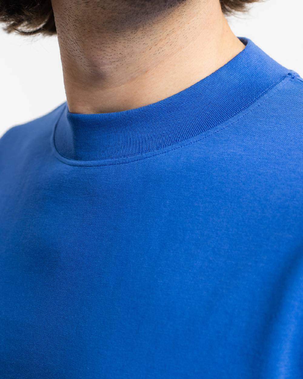 Rotholz T-Shirt mit breitem Kragen Bio Baumwolle - Blau Große Rabatte