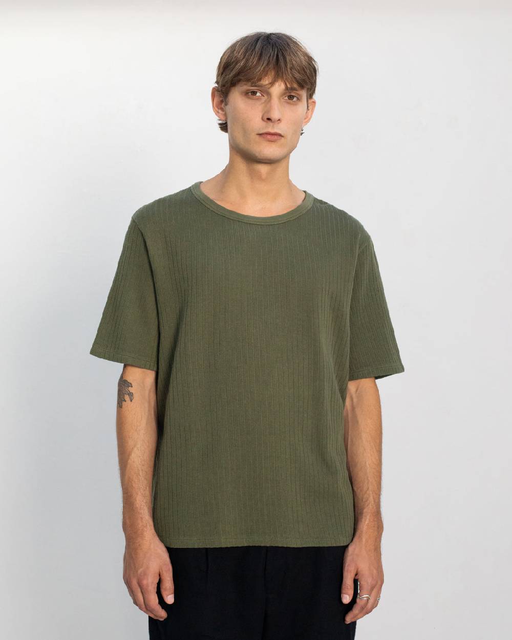 Rotholz Schweres Geripptes T-Shirt Bio Baumwolle - Grün Saisonale Angebote