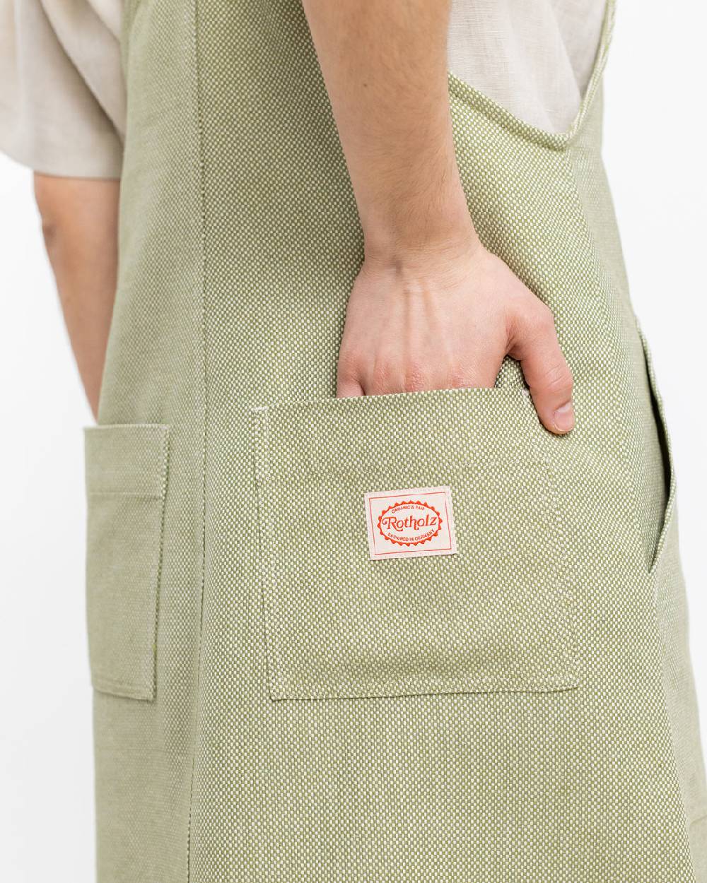 Rotholz Latzkleid aus Bio Canvas Grün Kariert VIP-Rabatte