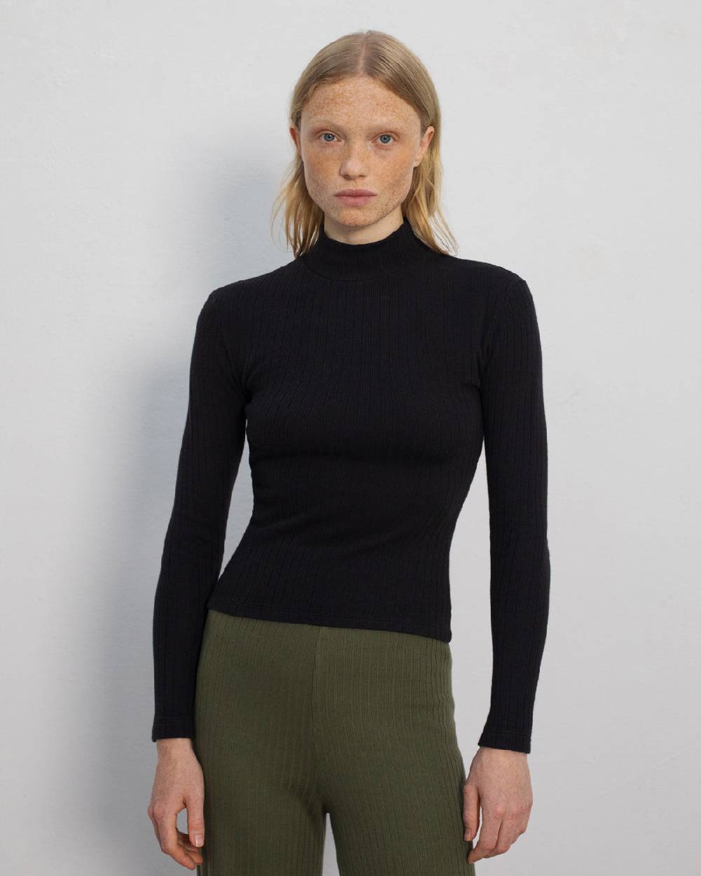 Rotholz Schweres Mockneck Longsleeve Bio Baumwolle - Schwarz JETZT KAUFEN