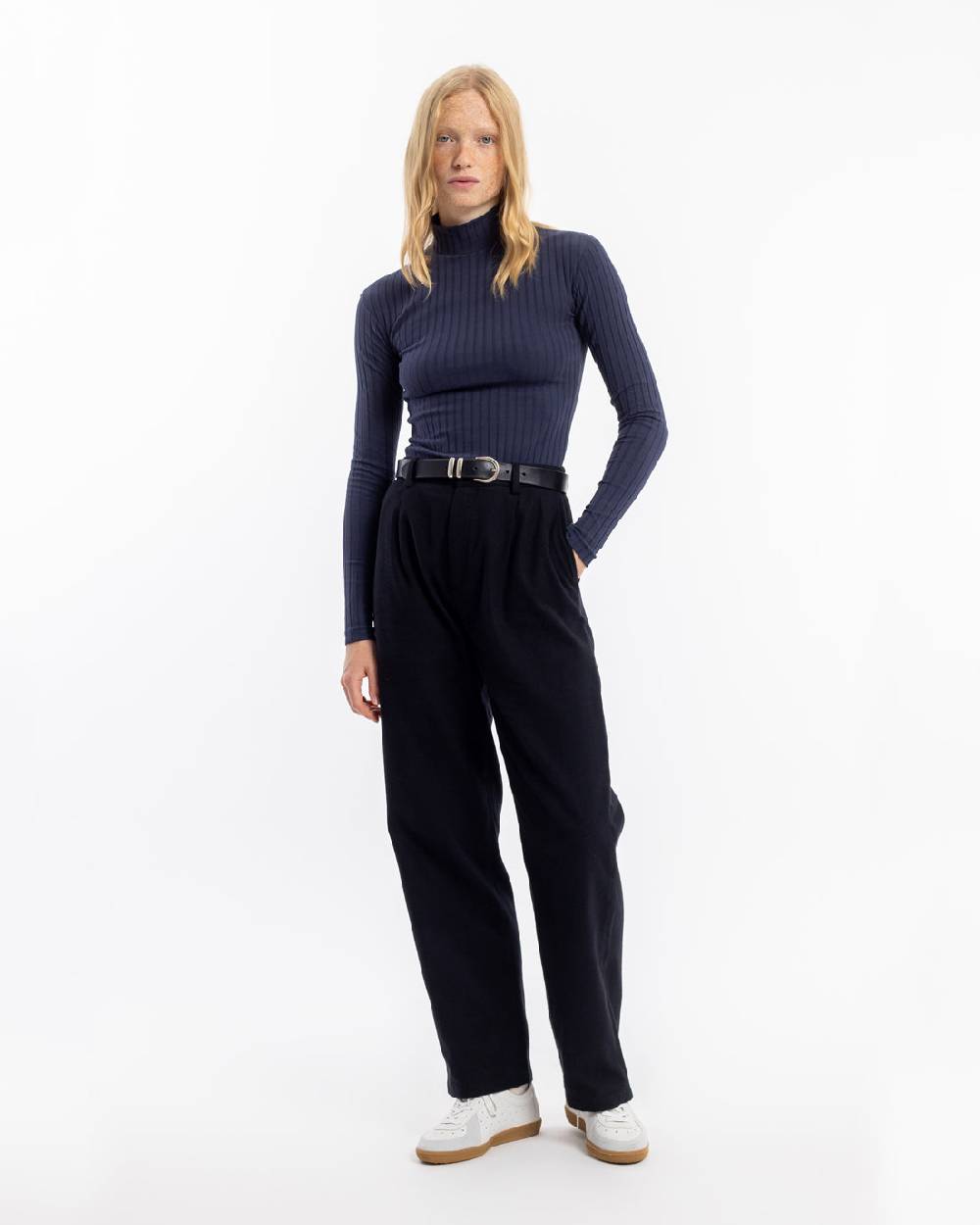 Rotholz Geripptes Longsleeve Bio Baumwolle - Dunkelblau Super Rabatt