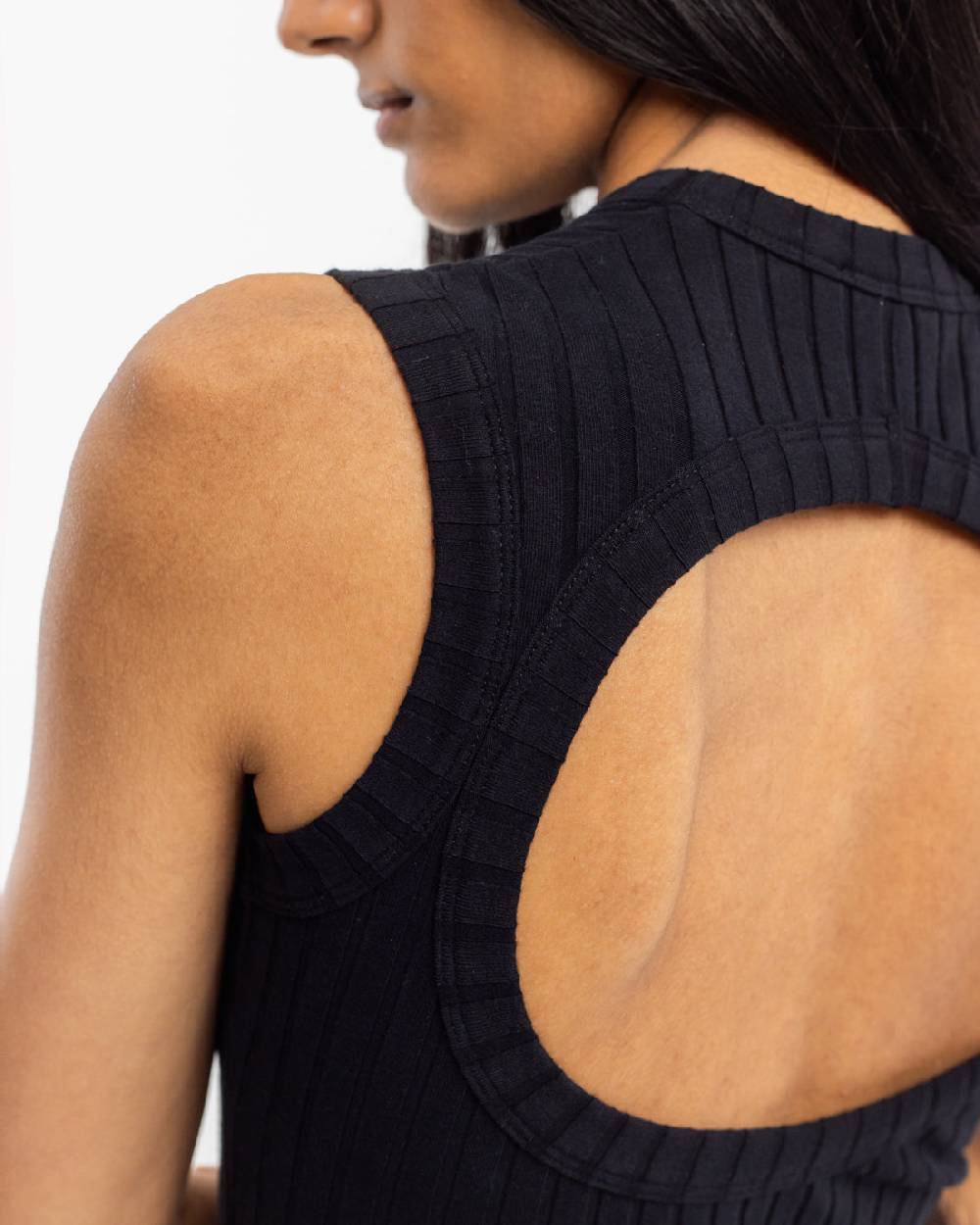 Rotholz Geripptes Kleid Bio Baumwolle - Schwarz Clearance-Verkauf