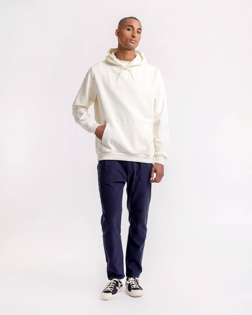 Rotholz Logo Hoodie aus Bio-Baumwolle Weiß Rabatt