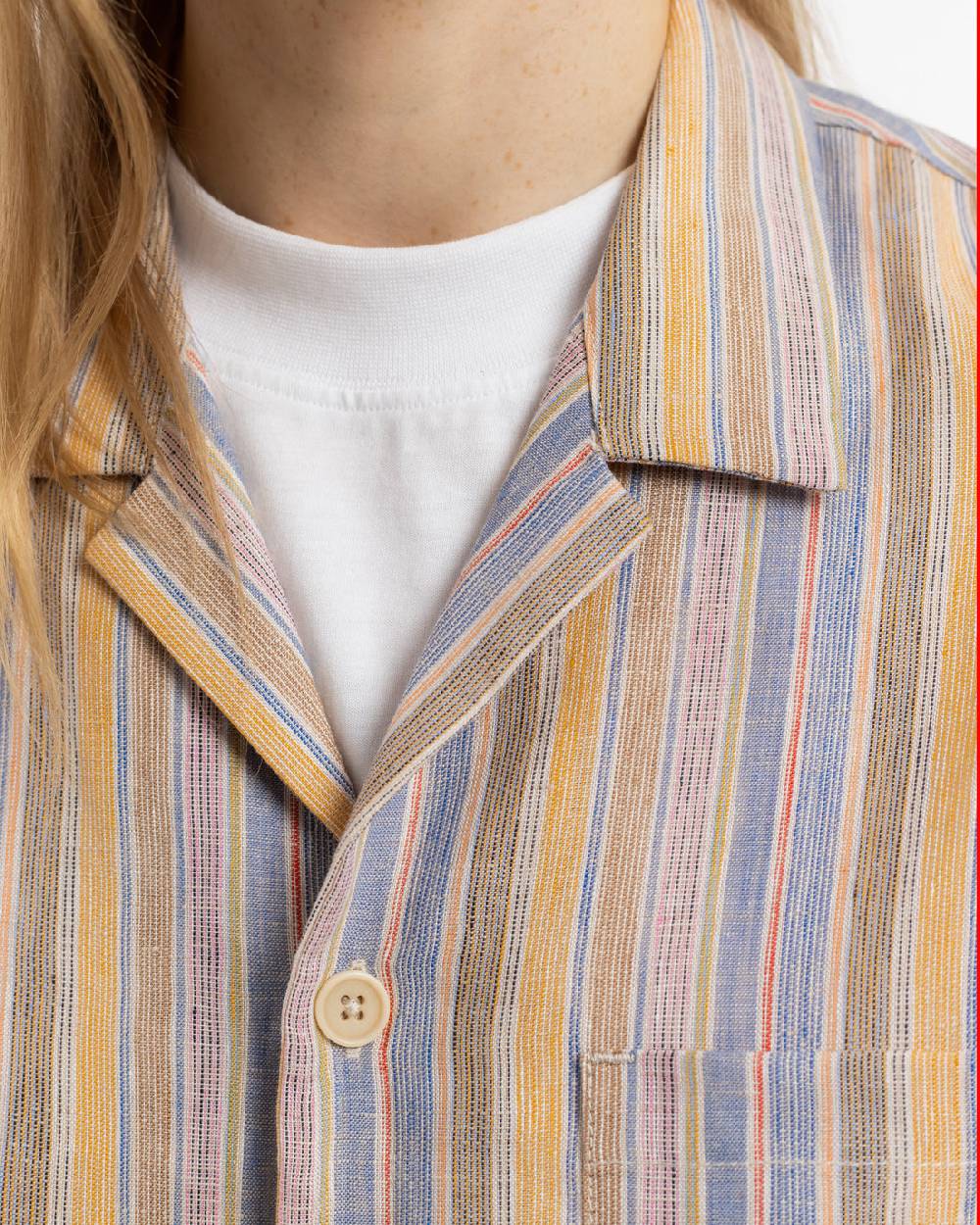 Rotholz Bowling Shirt Leinen Mix - Gestreift Begrenztes Angebot