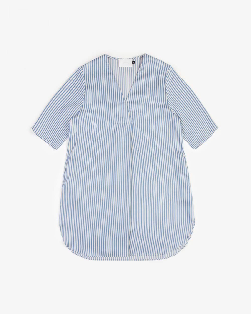 Rotholz Kaftan Kleid Lyocell - Blau Gestreift Exklusivangebot