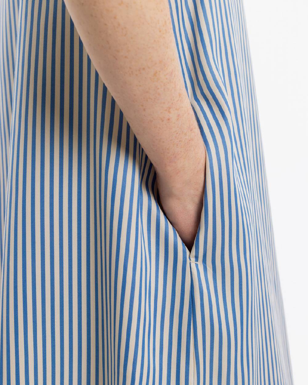 Rotholz Kaftan Kleid Lyocell - Blau Gestreift Exklusivangebot