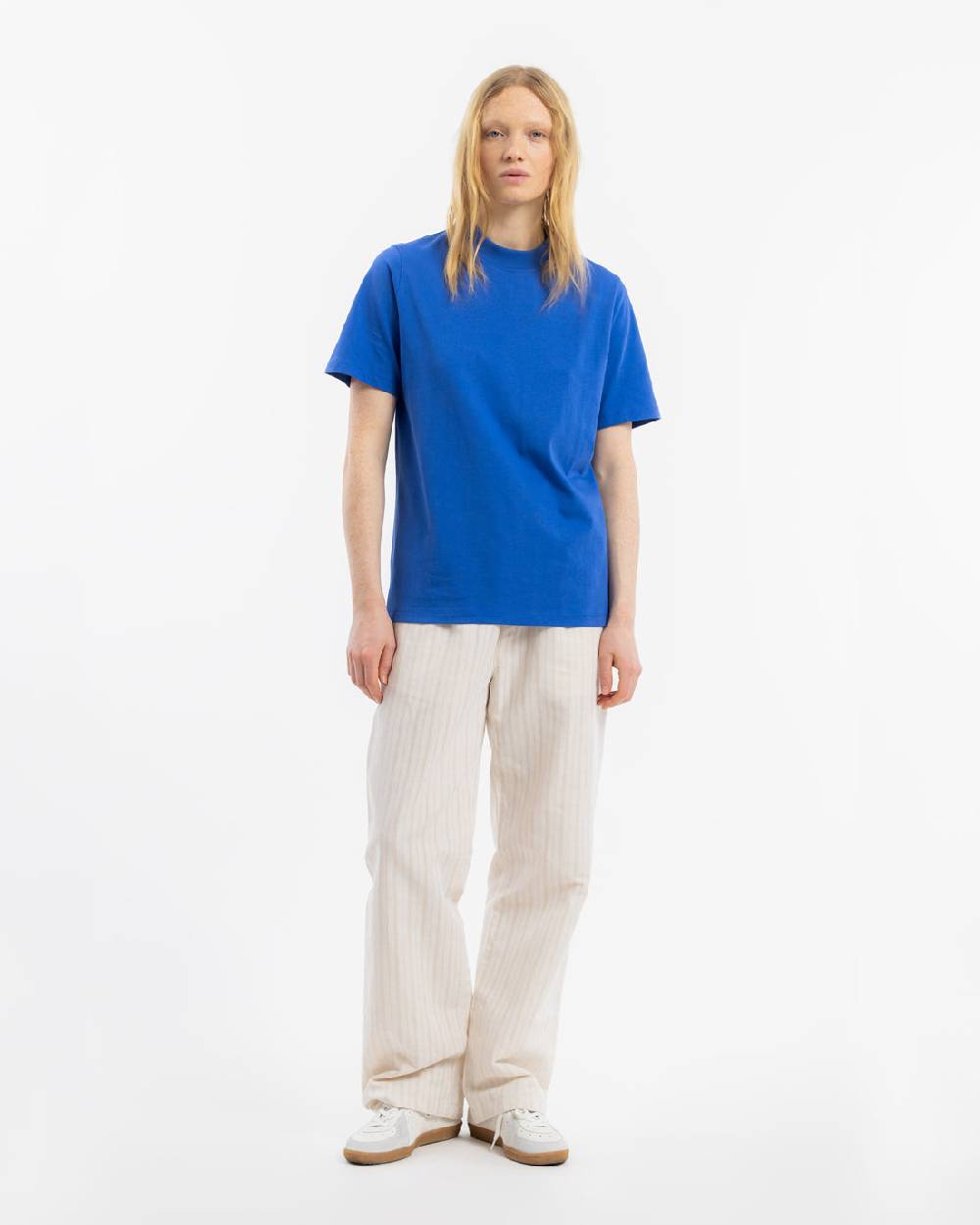Rotholz T-Shirt mit breitem Kragen Bio Baumwolle - Blau Lagerräumung