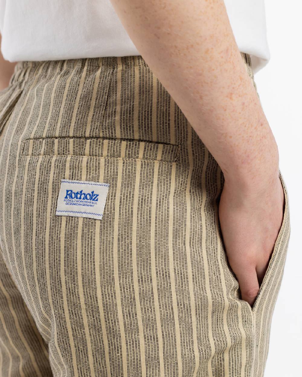 Rotholz Kurze Hose Leinen Mix - Grau Gestreift Bestseller