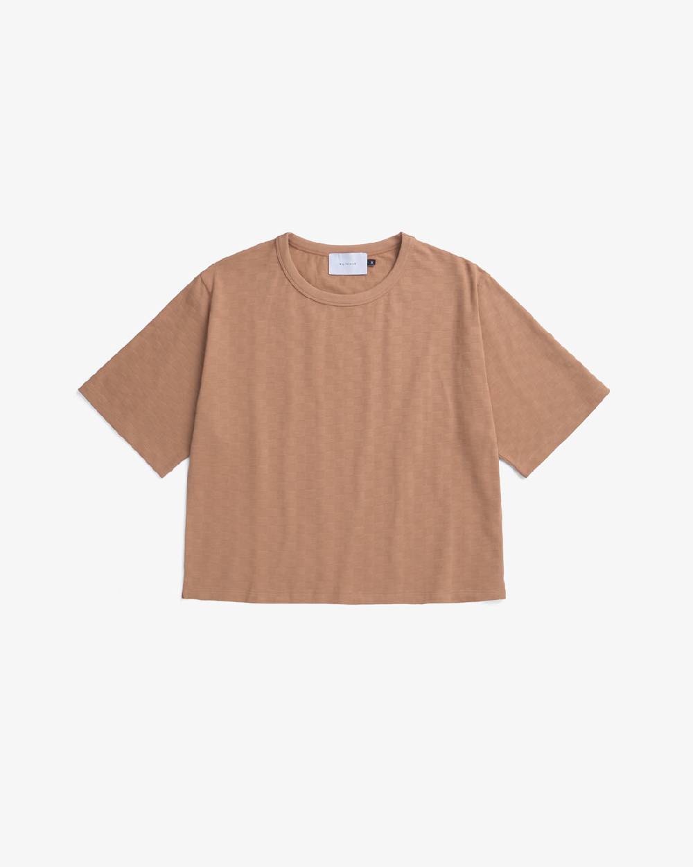 Rotholz Kurzes strukturiertes T-Shirt Bio Baumwolle - Karamell Super Sparpreis