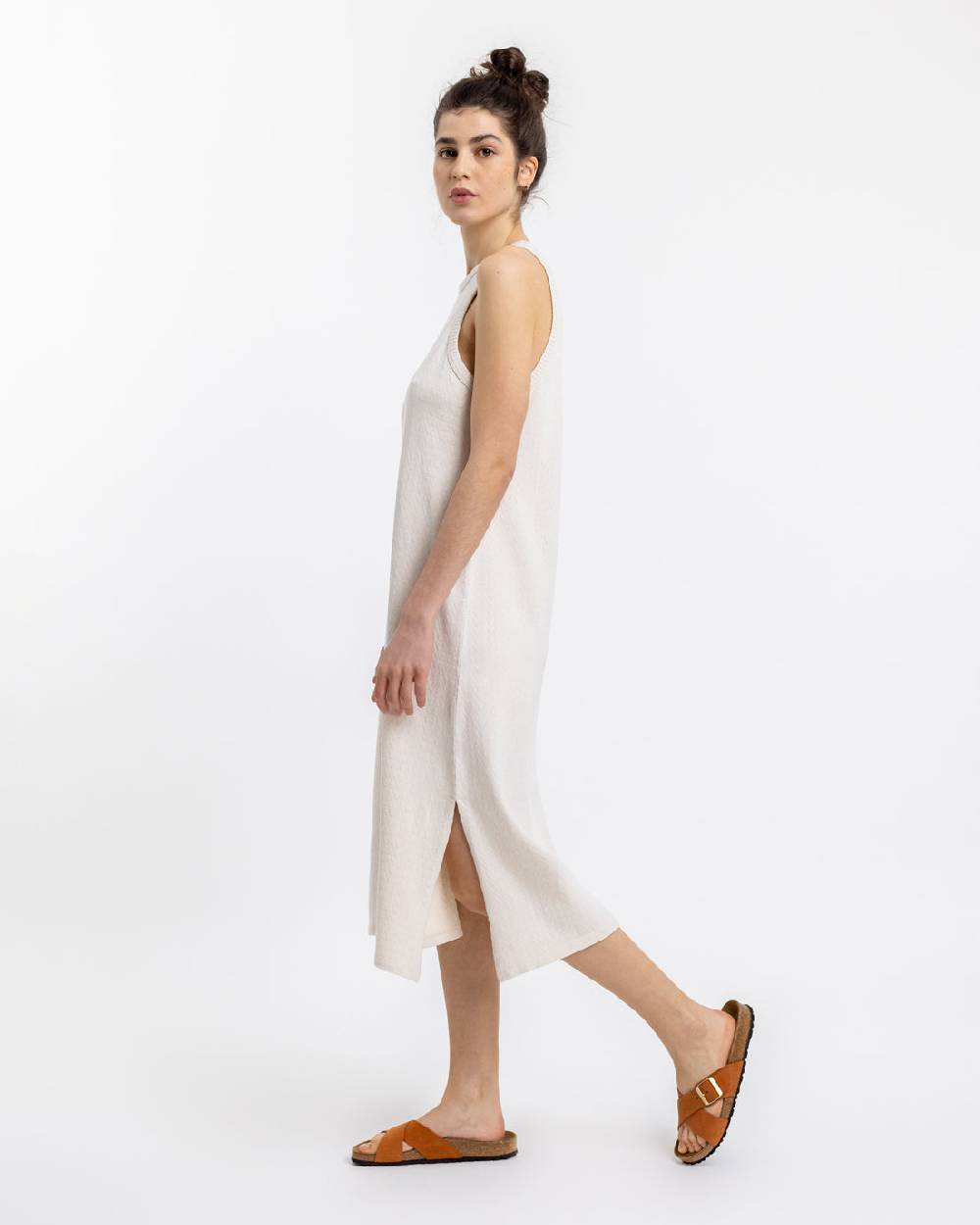 Rotholz Strick Kleid aus Bio-Baumwolle Off-White Begrenzte Freigabe