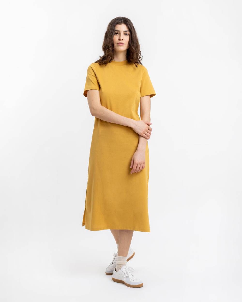 Rotholz T-Shirt Kleid aus Bio-Baumwolle Senfgelb Bis zu 50% Rabatt