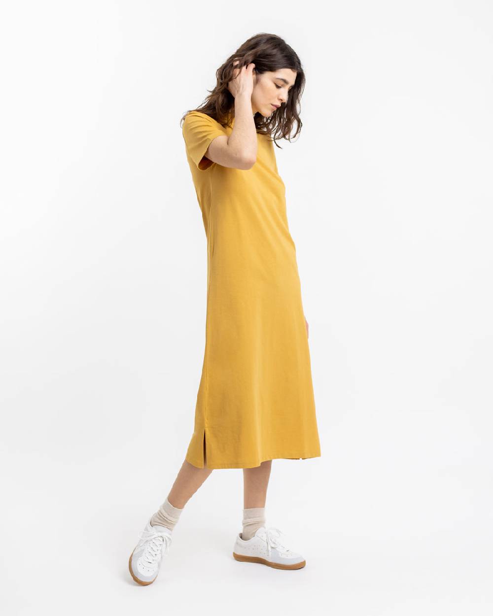 Rotholz T-Shirt Kleid aus Bio-Baumwolle Senfgelb Bis zu 50% Rabatt