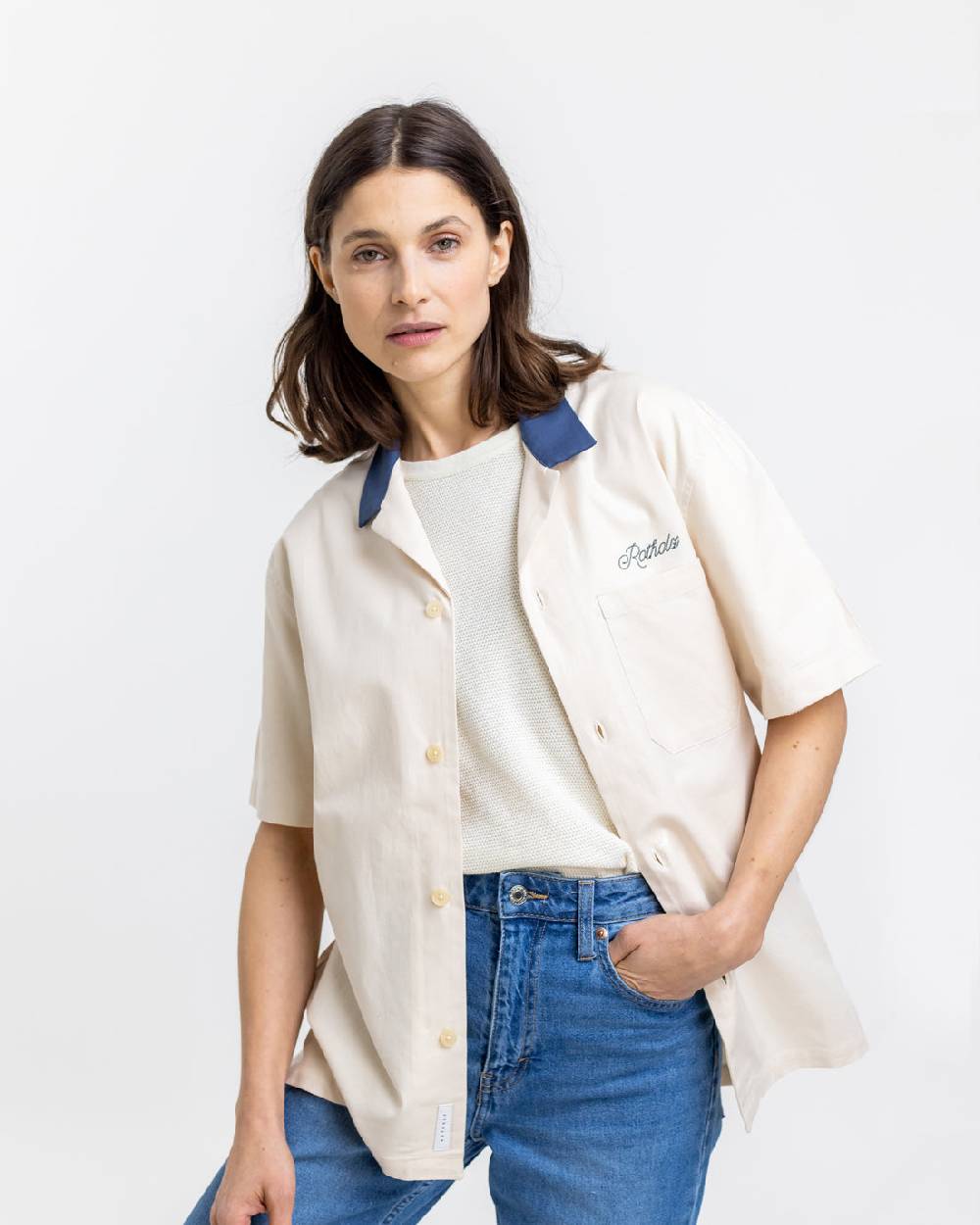 Rotholz Bowling Hemd mit Kontrastkragen Off-White Bis zu 65% Rabatt