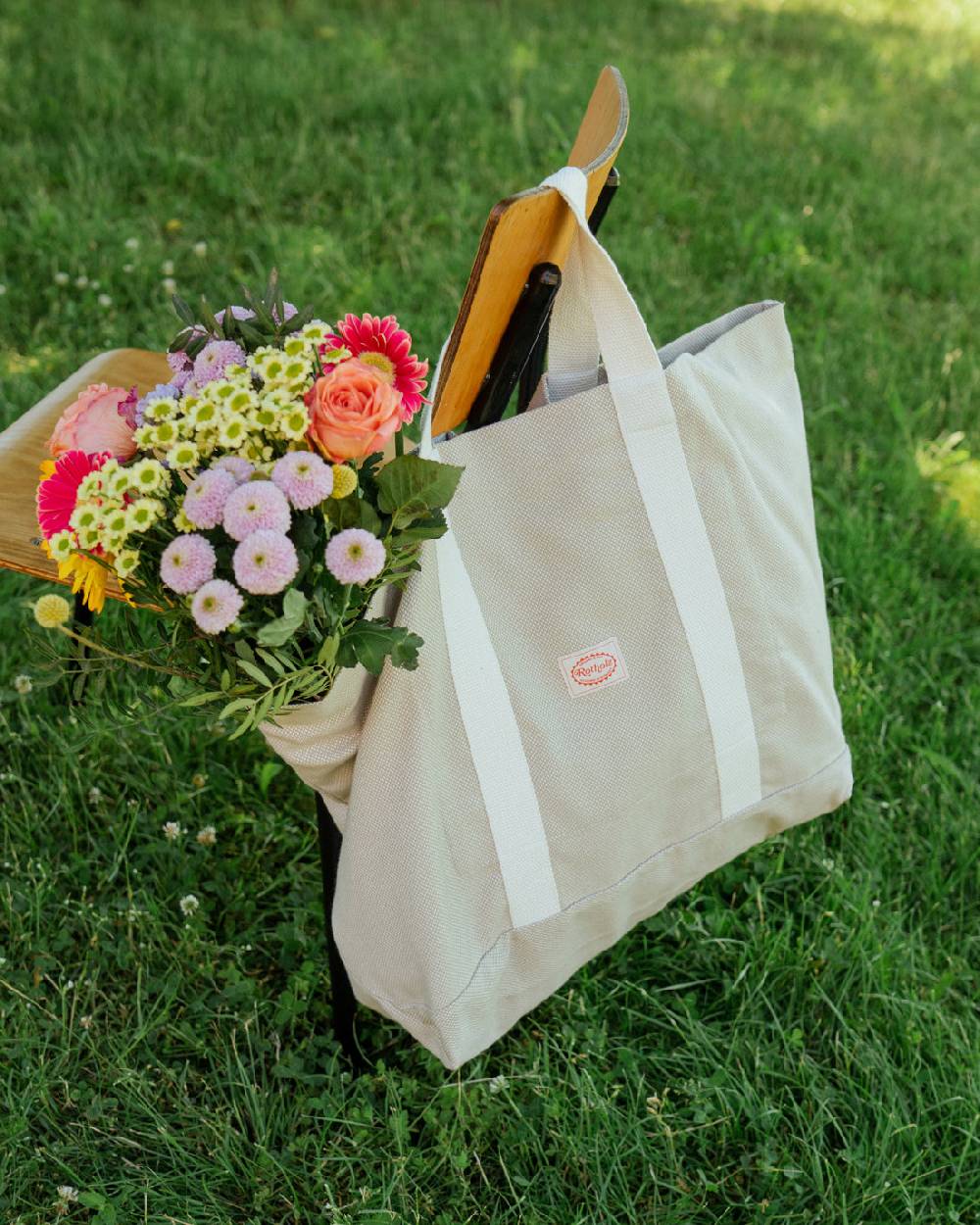 Rotholz Weekend Tote Bag aus Bio Canvas Beige Fabrikladen