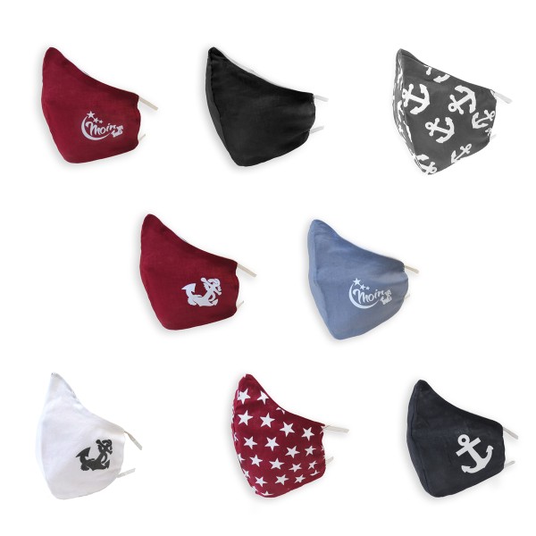 ﻿Sonia Originelli 2er SET Mundschutz Maske aus Baumwolle in trendigen Designs Vatertagsangebot