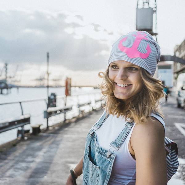 Sonia Originelli Beanie Mütze "Anker Maritim" Streifen Jersey Unisex Nur noch ein Tag übrig
